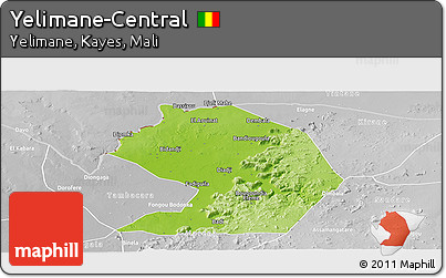 Physical Panoramic Map of Yelimane-Central, lighten, desaturated
