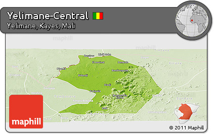 Physical Panoramic Map of Yelimane-Central, lighten