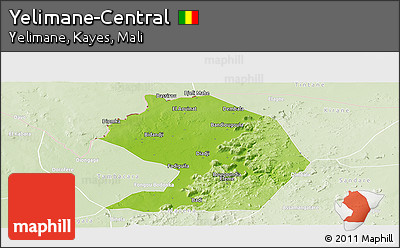 Physical Panoramic Map of Yelimane-Central, lighten