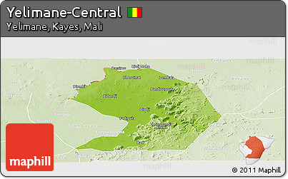 Physical Panoramic Map of Yelimane-Central, lighten