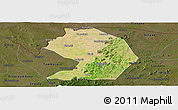 Satellite Panoramic Map of Yelimane-Central, darken