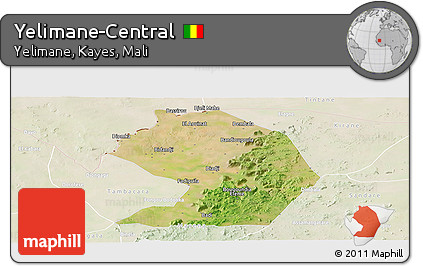 Satellite Panoramic Map of Yelimane-Central, lighten