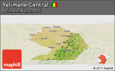 Satellite Panoramic Map of Yelimane-Central, lighten