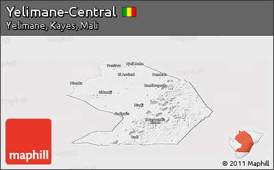 Silver Style Panoramic Map of Yelimane-Central, single color outside