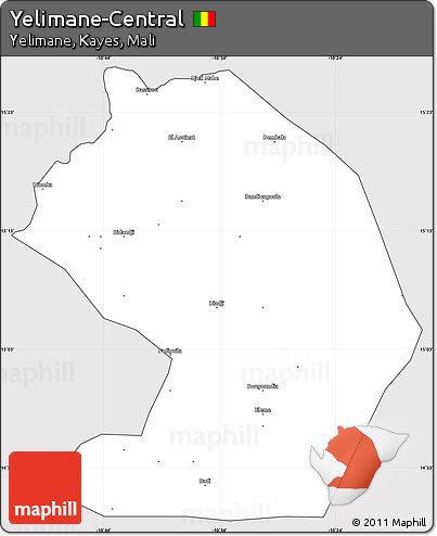 Silver Style Simple Map of Yelimane-Central, cropped outside