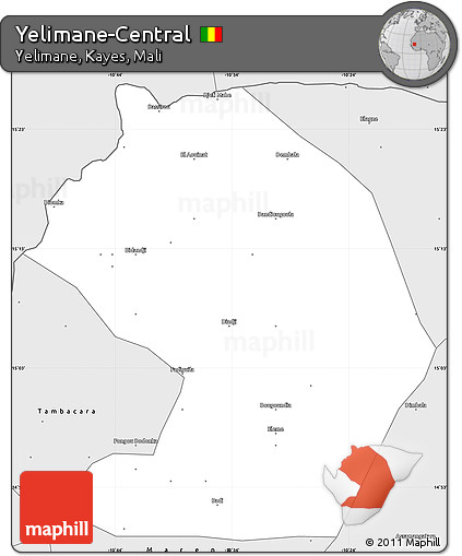 Silver Style Simple Map of Yelimane-Central