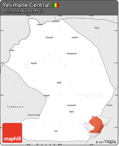 Silver Style Simple Map of Yelimane-Central