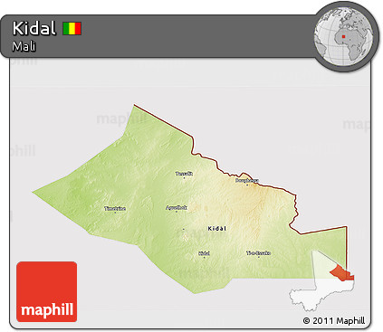 Physical 3D Map of Kidal, cropped outside