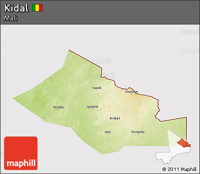 Physical 3D Map of Kidal, cropped outside
