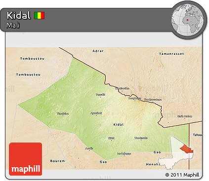 Physical 3D Map of Kidal, satellite outside