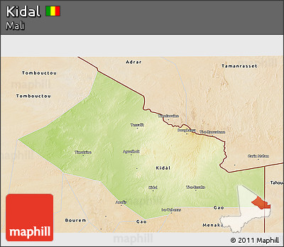 Physical 3D Map of Kidal, satellite outside