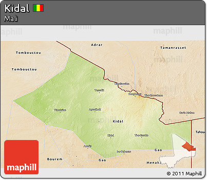 Physical 3D Map of Kidal, satellite outside