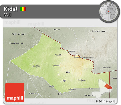 Physical 3D Map of Kidal, semi-desaturated