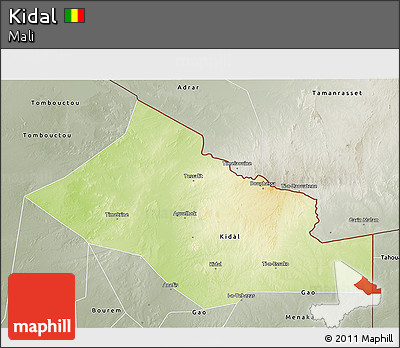 Physical 3D Map of Kidal, semi-desaturated