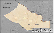 Satellite 3D Map of Kidal, darken, desaturated
