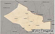 Satellite 3D Map of Kidal, darken, semi-desaturated