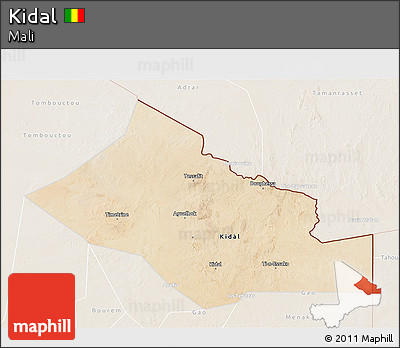 Satellite 3D Map of Kidal, lighten