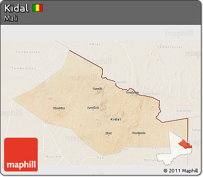 Satellite 3D Map of Kidal, lighten