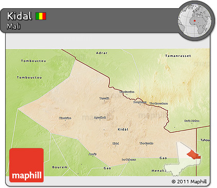 Satellite 3D Map of Kidal, physical outside