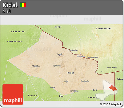 Satellite 3D Map of Kidal, physical outside