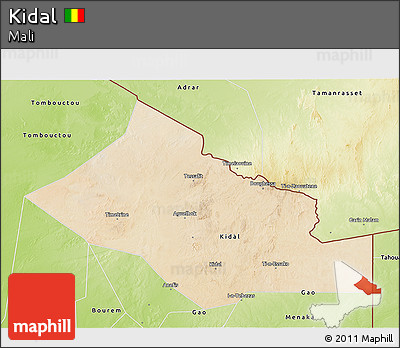 Satellite 3D Map of Kidal, physical outside