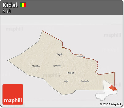 Shaded Relief 3D Map of Kidal, cropped outside