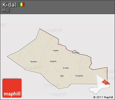 Shaded Relief 3D Map of Kidal, cropped outside