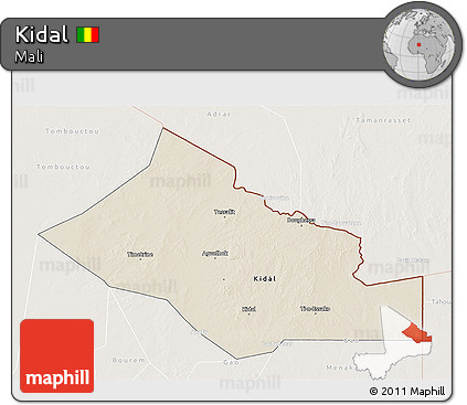 Shaded Relief 3D Map of Kidal, lighten