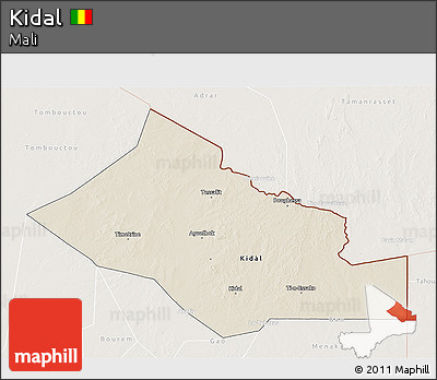 Shaded Relief 3D Map of Kidal, lighten