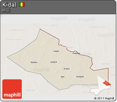 Shaded Relief 3D Map of Kidal, lighten
