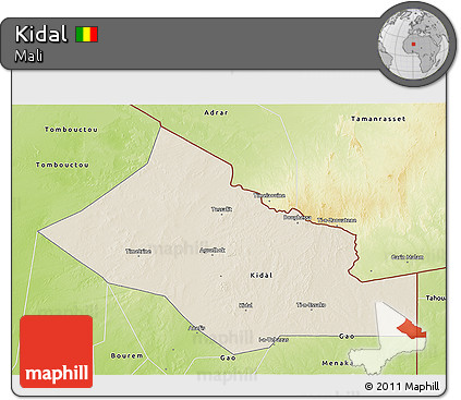 Shaded Relief 3D Map of Kidal, physical outside
