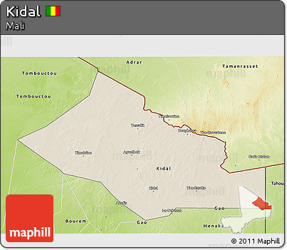 Shaded Relief 3D Map of Kidal, physical outside