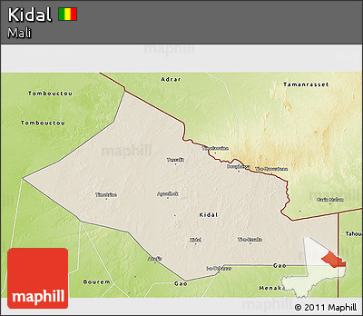 Shaded Relief 3D Map of Kidal, physical outside