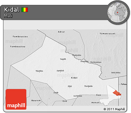 Silver Style 3D Map of Kidal