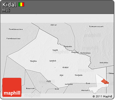 Silver Style 3D Map of Kidal