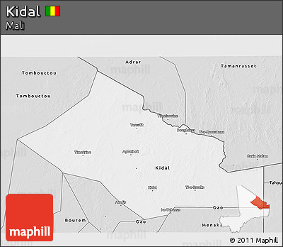 Silver Style 3D Map of Kidal