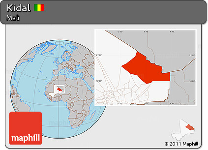 Gray Location Map of Kidal, highlighted country