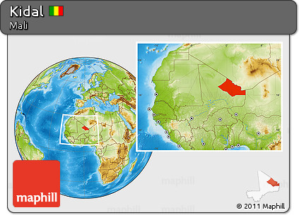 Physical Location Map of Kidal, within the entire country