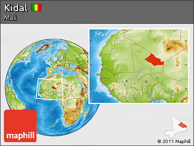 Physical Location Map of Kidal, within the entire country