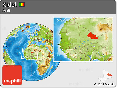 Physical Location Map of Kidal, within the entire country
