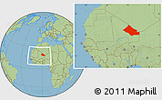 Savanna Style Location Map of Kidal, within the entire country