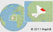 Savanna Style Location Map of Kidal, highlighted country, within the entire country
