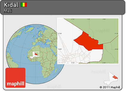 Savanna Style Location Map of Kidal, highlighted country