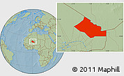 Savanna Style Location Map of Kidal, hill shading