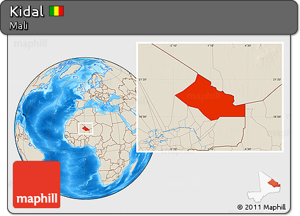 Shaded Relief Location Map of Kidal