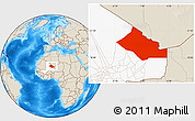 Shaded Relief Location Map of Kidal, highlighted country