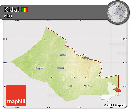 Physical Map of Kidal, cropped outside