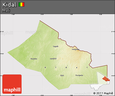 Physical Map of Kidal, cropped outside