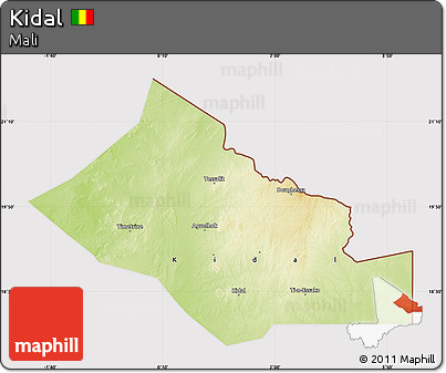 Physical Map of Kidal, cropped outside