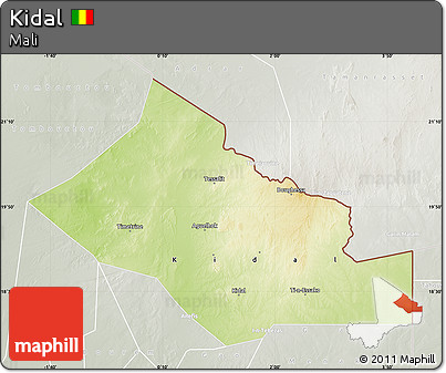Physical Map of Kidal, lighten, semi-desaturated